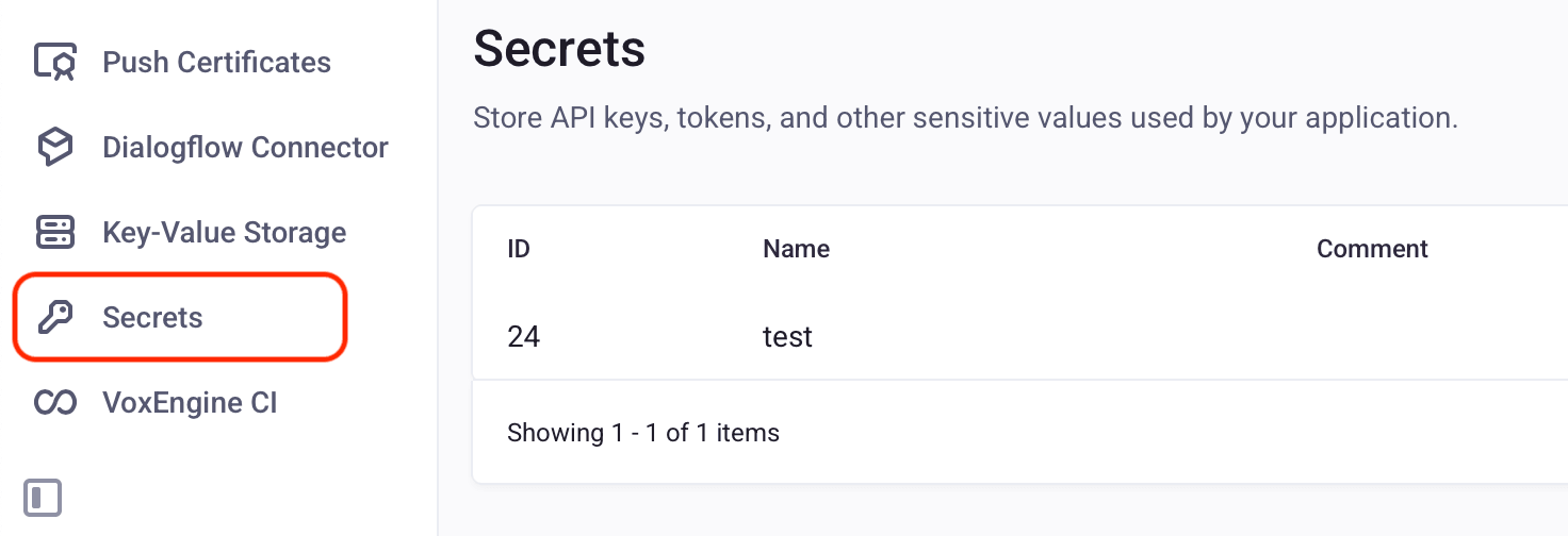 Secrets menu