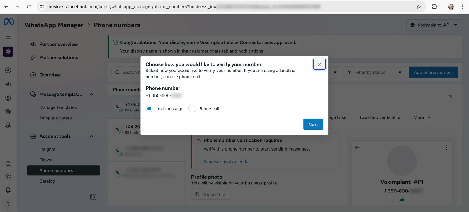 Choose verification method