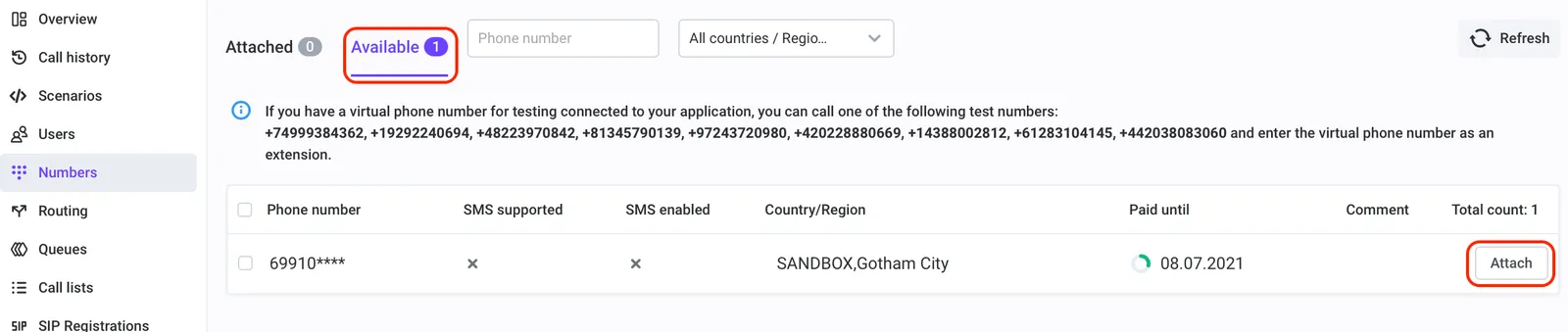 Attach a number to app